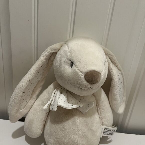 Babyboat Cream Tan Star Polka Dots Floppy Ears Feet Bunny Rabbit 14" Plush Toy - Picture 2 of 9